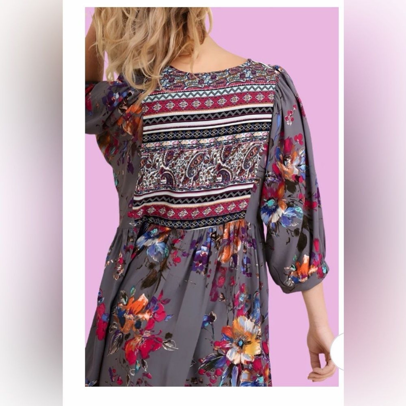 Umgee Multicolor Geometric Pattern mini dress siz… - image 4