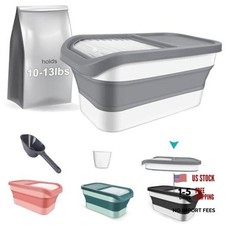 Pet Food Storage Containers, Collapsible Cat Food Container with small gray