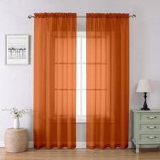 Sheer Curtains 84 Inches Long 2 Panels Set, Rod 42"W x 84"L Pack of 2 Orange