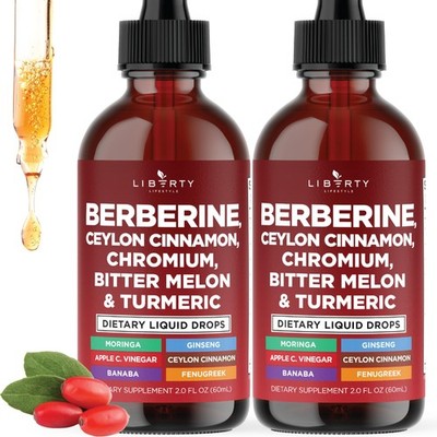 ''Berberine Liquid Drops with Cinnamon, Bitter Melon, Glucomannan & More - 4 OZ''