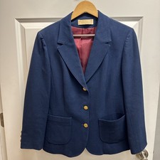 Vintage Navy Blue Pendleton 100 Wool Blazer Oregon w/ Gold Buttons Women Sz 10