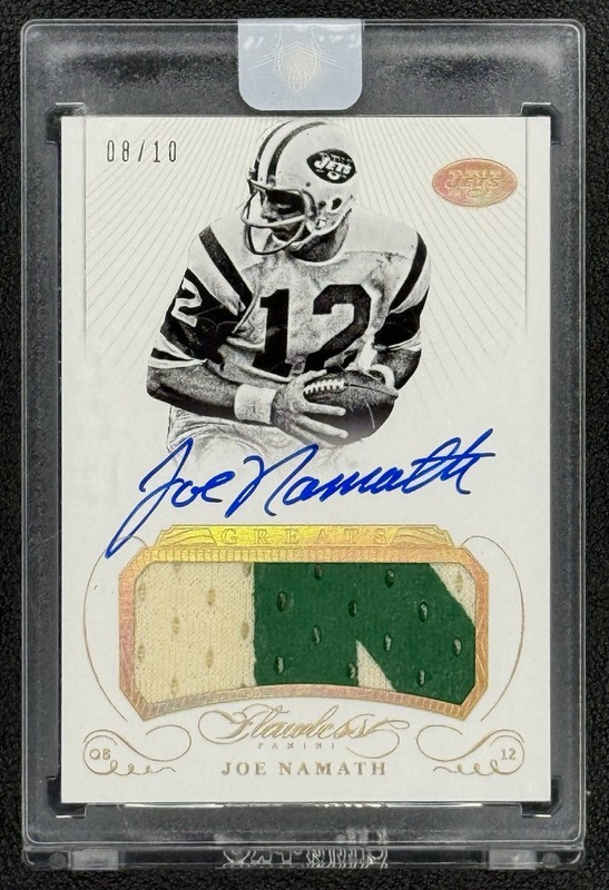 Joe Namath 2015 Flawless Greats Patch Auto Gold /10 SEALED GAME USED SUPER RARE