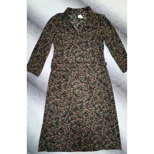 (A9) Connected Apparel Womens Size 16 Faux Wrap Midi Dress Green Geometric