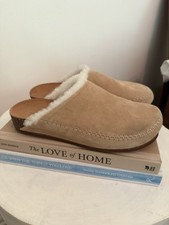 Jenni Kayne Shearling-Lined Suede Moc Clog Shoes in Natural EU 38 Size 8