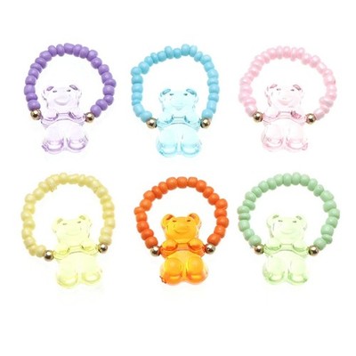 6pcs Resin Bear Rings Jewelry Adjustable Finger Band Essential for Animal Lovers