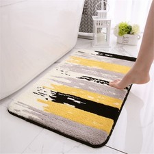Tapis de Bain Antiderapant Tapis Salle de Bain Moelleux - 40x60cm Jaune-Gris