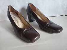 Vintage Brown Leather Charles Jourdan Paris Pumps High Heels Size 7 M Block Heel