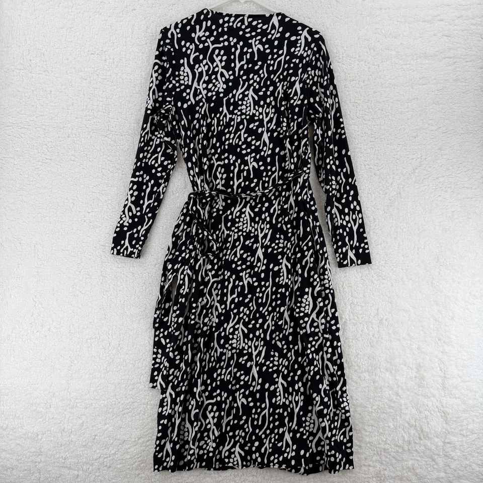 Vestido Diane Von Furstenberg para mujer XL negro blanco envolvente manga larga abstracto Foto 2 de 4
