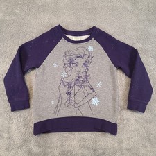 Disney Store Purple Glitter  Sequins "Elsa" Frozen Sweatshirt 5/6 Kids