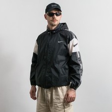Vintage Nike Windbreaker Jacket 90s Black Hooded USA S