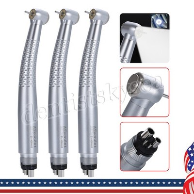 3X Turbine Dental Fiber Optic 5-LED E-generator Handpiece w/ 5 Water Spray 4H AS