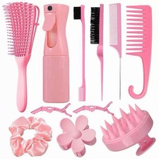 11PCS Hair Brush Comb Set with Mist Spray Bottle Slick Back Hair Styling Kit