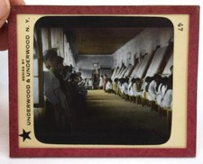 Underwood Antique Magic Lantern Slide Egyptian Women In Linen/Garment Factory