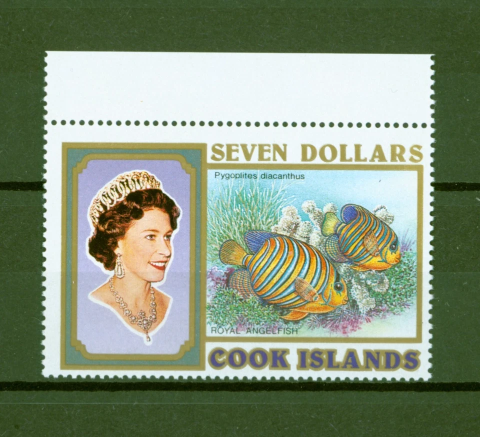 Cook Islands 1993 - Fische im Korallenriff - Pfauen-Kaiserfisch - Nr. 1400 ** - Bild 2 von 2