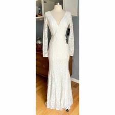 Lulu  s White Lace Gown Maxi Formal Gown Wedding Bridal XS