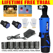 Cordless Impact Wrench Kit 3/8" Square Driver 40Nm LED Working Light 2 Battery