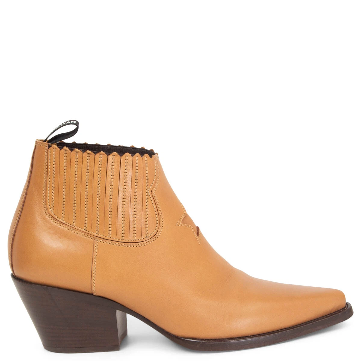 64362 auth CHRISTIAN DIOR beige leather STAR COWBOY Ankle Boots Shoes 38