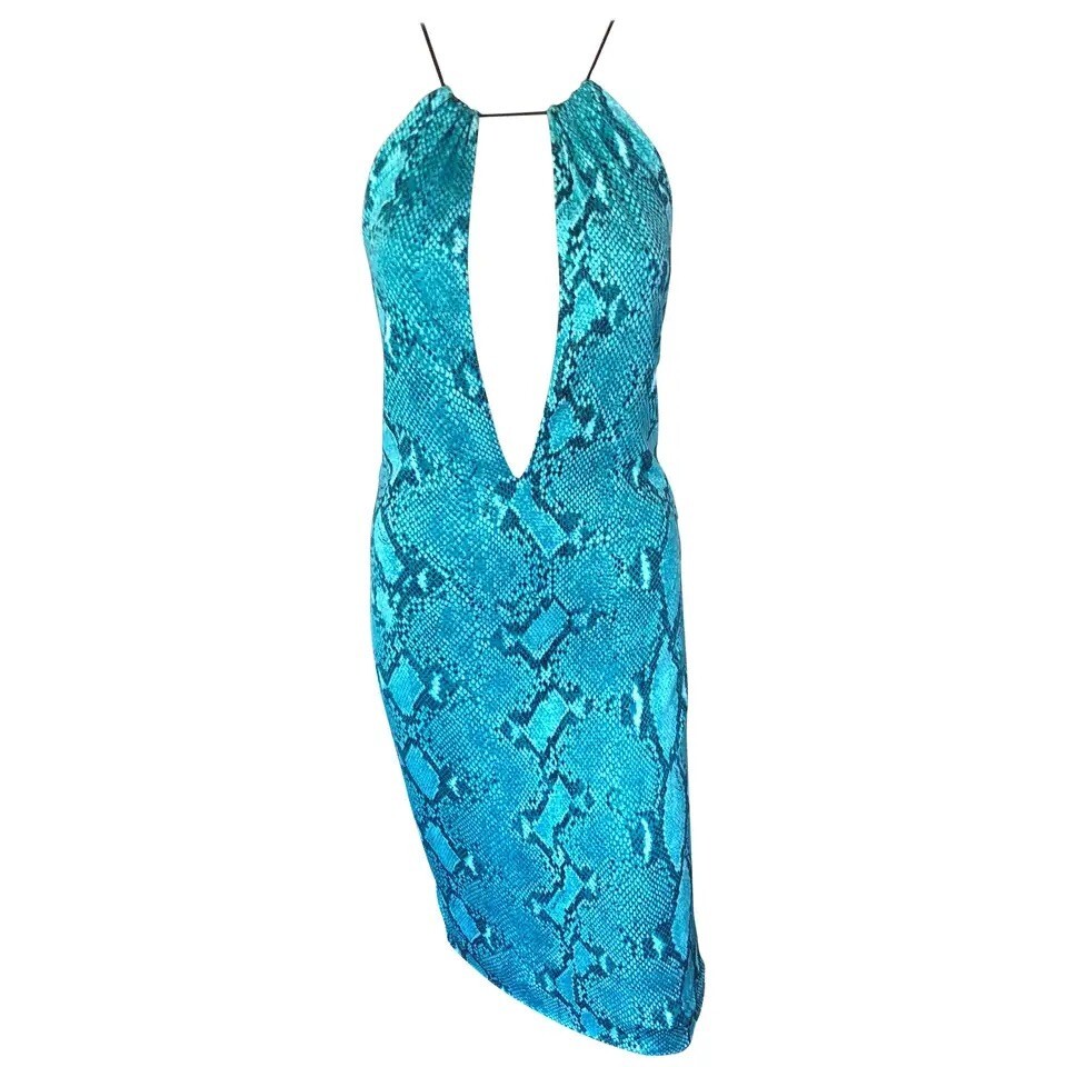 Tom Ford for Gucci S/S 2000 Runway Python Print Plunged