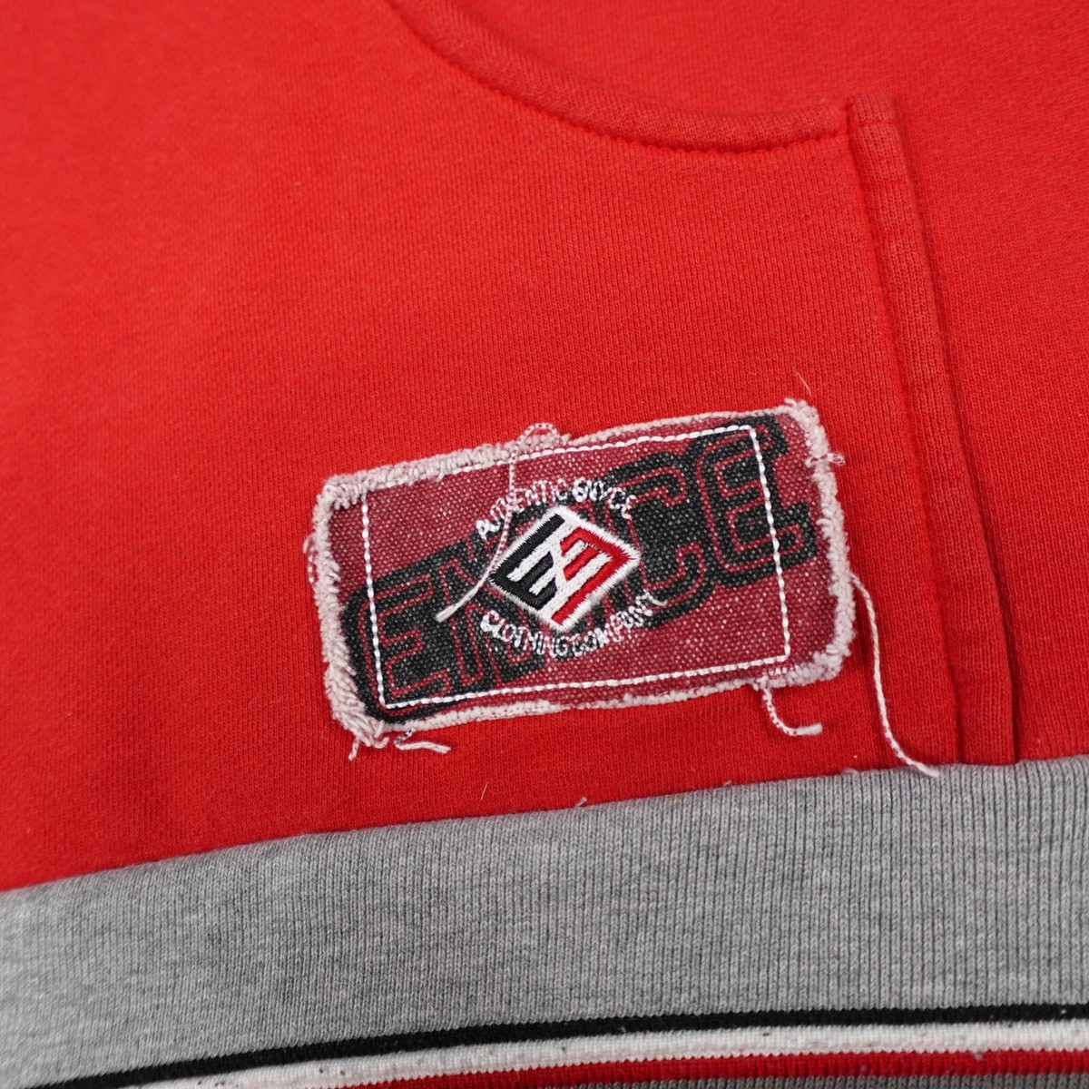 Vintage ENYCE Jeans Hoodie Mens 4XL XXXXL Red Gray Vintage ENYCE Jeans Hoodie Mens 4XL XXXXL Red Gray