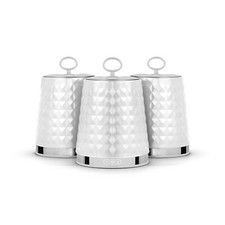 Tower Solitaire White Tea Coffee &Sugar Canisters Kitchen Storage Set T826207WHT