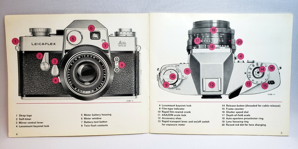 Notice Originale Leicaflex SL – Mai 1969, 36 Pages, Pour Leica