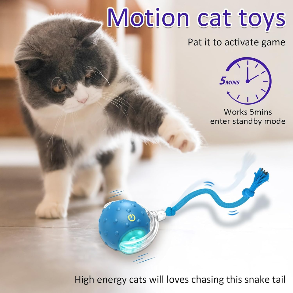 Image showcasing Interactive Cat Toys Ball for Indoor Cats Fast Rolling on Carpet ...