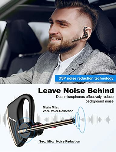 New Bee Bluetooth Headset Handsfree Bluetooth Earpiece V5.2 Single Ear Light - 第 2/5 張圖片