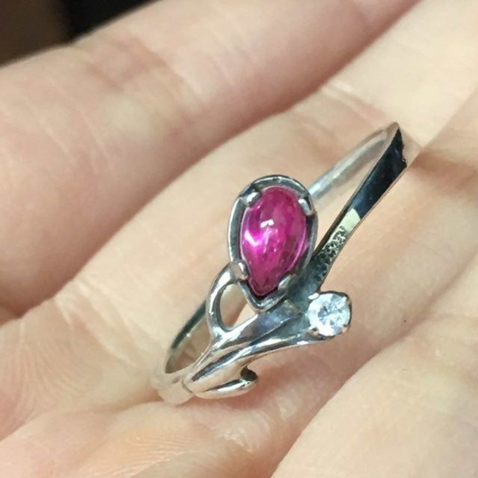 925 sterling silver natural ruby Ring - image 3