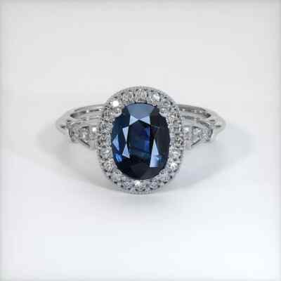 4.10 Ct Oval Cut Sapphire & Diamond Engagement Wedding Ring 14K Solid White Gold