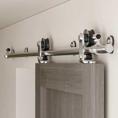 4-20FT Stainless Steel Sliding Barn Door Hardware Closet Track Kit for 1/2 Door