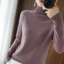 Turtleneck Cashmere Sweater Women Jumpers Long Sleeve Thick Pullover Korean Kni