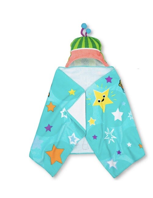 Cocomelon Kids Bath/Pool/Beach Soft 51” X 22” Cotton Terry Hooded Towel Wrap