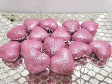 15pc Valentine's Pink Glitter Hearts 1.5" Tree Ornaments Decorations Decor