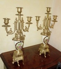 COPPIA CANDELABRI VINTAGE PORCELLANA FRAGONARD
