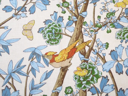 Warner Fabrics Song Haven Bird Floral Border Cotton Fabric - Picture 4 of 19