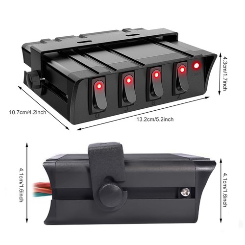 Caja de interruptores basculantes de 4 velocidades SPST panel de interruptor de palanca 12V 24V 20A coche camión RV barcos - Imagen 2 de 13
