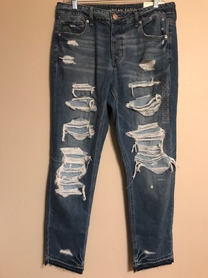 NWT AMERICAN EAGLE Super Stretch Tomgirl Jean 4R-6R-12R-14R Ripped Brown #000984