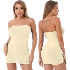 UK Womens Sexy Strapless Stretch Bodycon Short Dresses Tube Top Cocktail Dress