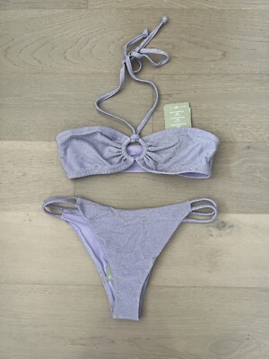 H&M Sparkle Ring Bandeau Bikini Top(Med) Brazilian Bikini Bottom