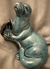 POOLE POTTERY Otter With Fish Blue 4" Figure Figurine Ornament Decor 