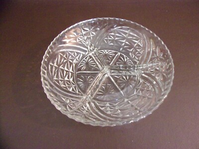Vintage Three Section Pressed Glass Divided Dish