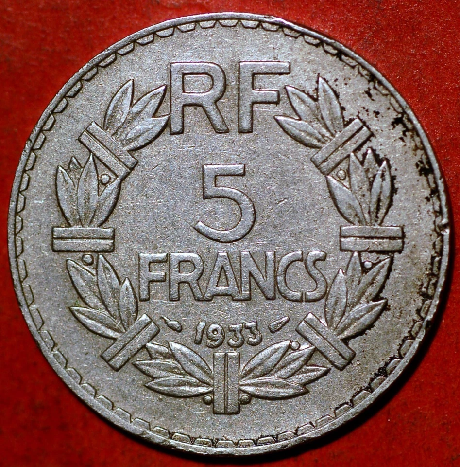 France 5 Francs 1933 KM# 888 - Image 2 of 2