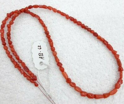 4 Perles De Corail Rouge Naturel Méditerranéen - Rondele Briolette - 32 Carats - Mirza Gems - Provenance Italie/Inde