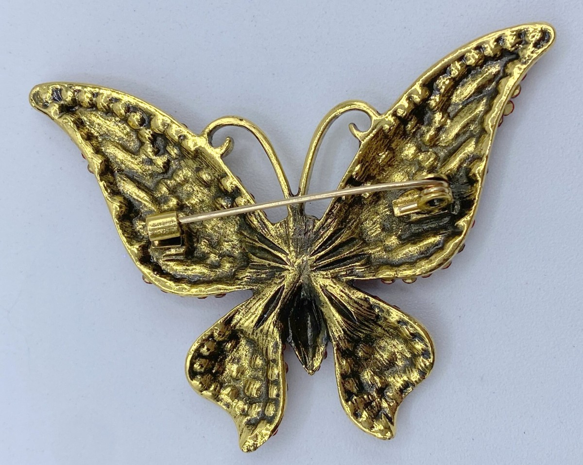 蝶ページ T2-332 BROOCH GOLD TONE PIN 2.5
