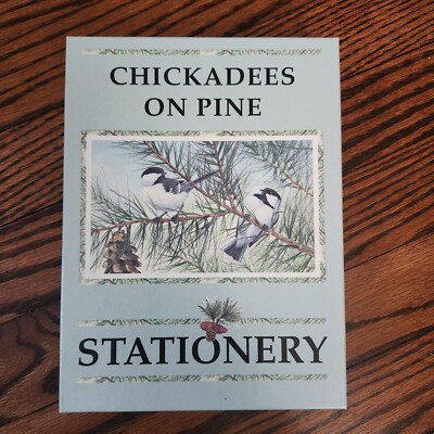 NEW Vintage Chickadees on Pine Boxed Stationery Set Maine USA 18 Sheets/12 env
