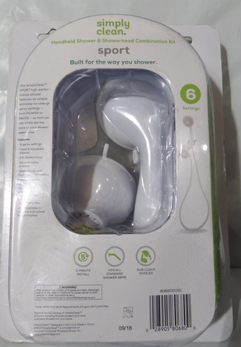 Simply Clean Handheld Showerhead 6 setting combo- All Plastic - Picture 2 of 2