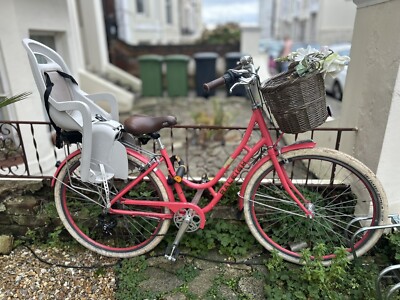 Raleigh Willow Hybrid Womens Bike With Basket Raleigh Willow Coral