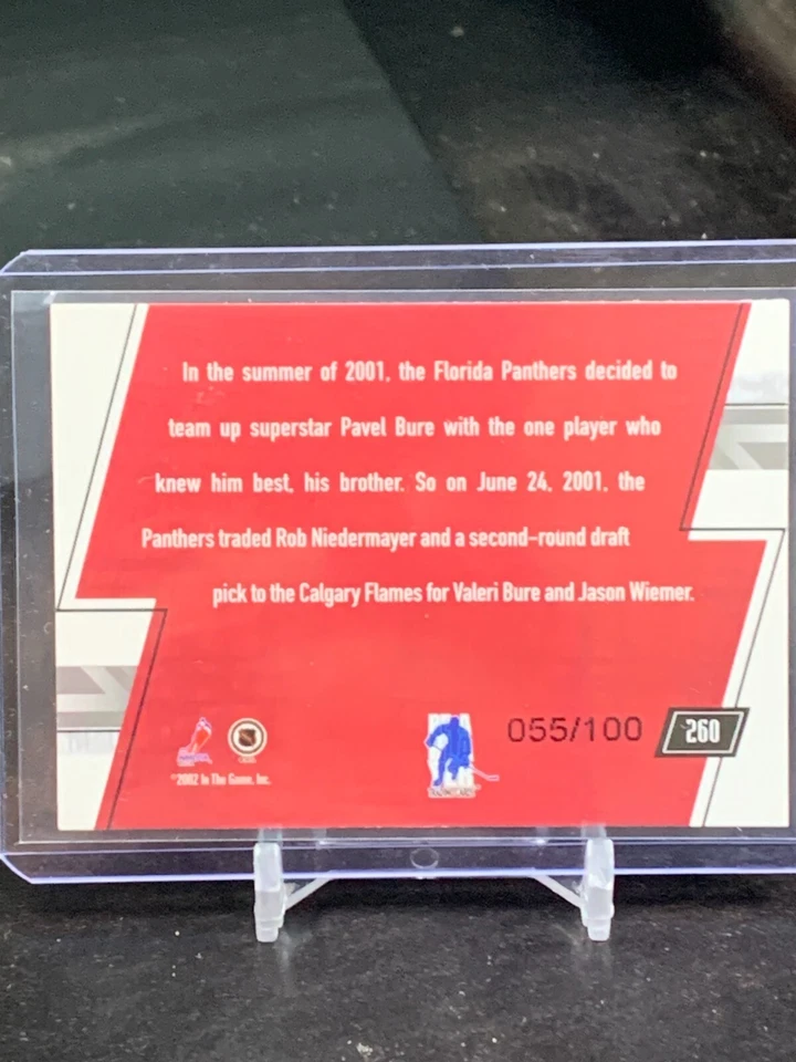 2002 In The Game Big Deal Sapphire Valeri Bure Rob Niedermayer #260 055/100 - Image 2 of 2