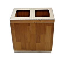 Toothbrush Holder Faux Wood Metal Chrome 2 Slots 4 x 2 x 4 Dillards