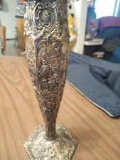 Antique Weidlich Brothers Mfg Co. #2376 Pressed metal Bud Vase, 1923